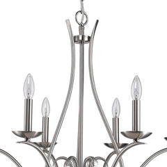 Nickel Candle Style Six Light Metal Dimmable Chandelier