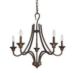 Bronze Candle Style Five Light Metal Dimmable Chandelier