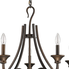 Bronze Candle Style Five Light Metal Dimmable Chandelier