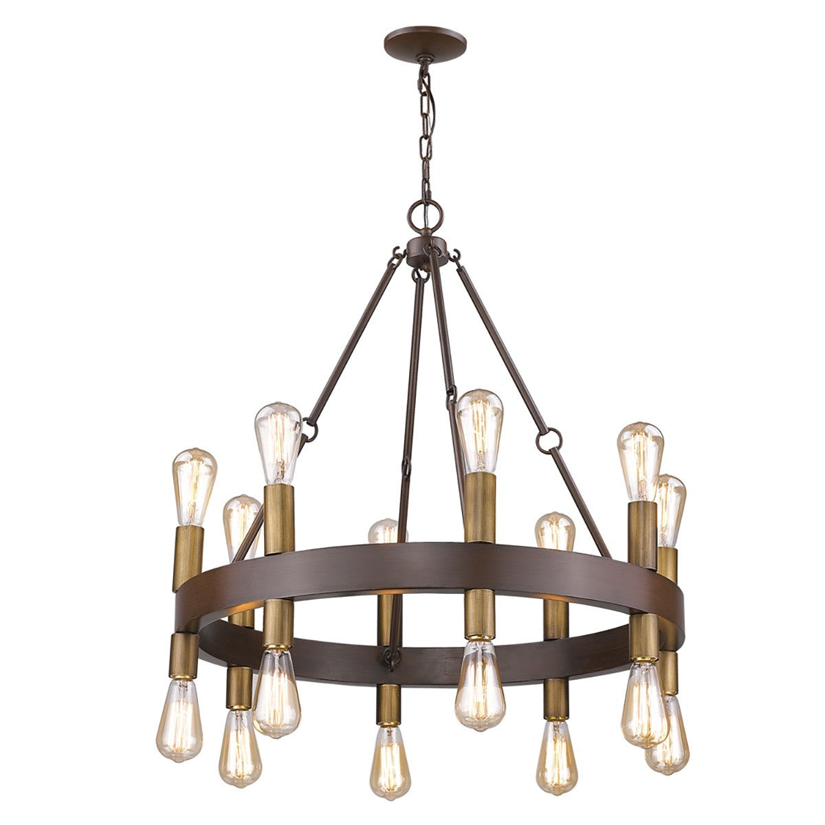 Brown and Black Candle Style Multi Light Metal Dimmable Chandelier