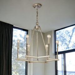 Gold Candle Style Six Light Metal Dimmable Chandelier