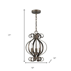 Black Candle Style Three Light Metal Dimmable Chandelier