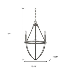 Ash Gray Candle Style Three Light Metal Dimmable Chandelier