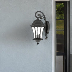 XL Matte Black Tapered Hanging Lantern Wall Light