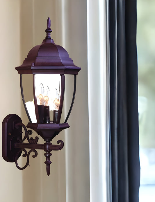 Dark Brown Ornamental Lantern Wall Light