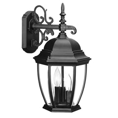 Three Light Matte Black Wide Hanging Lantern Wall Light