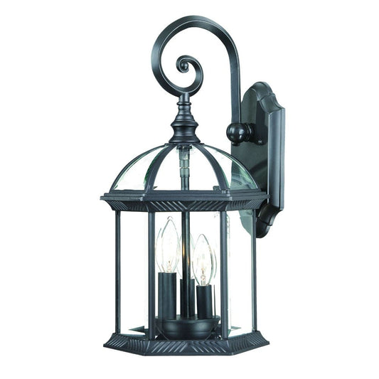 Three Light Matte Black Eastern Lantern Wall Light - Homeroots