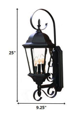 Three Light Matte Black Swing Arm Lantern Wall Light