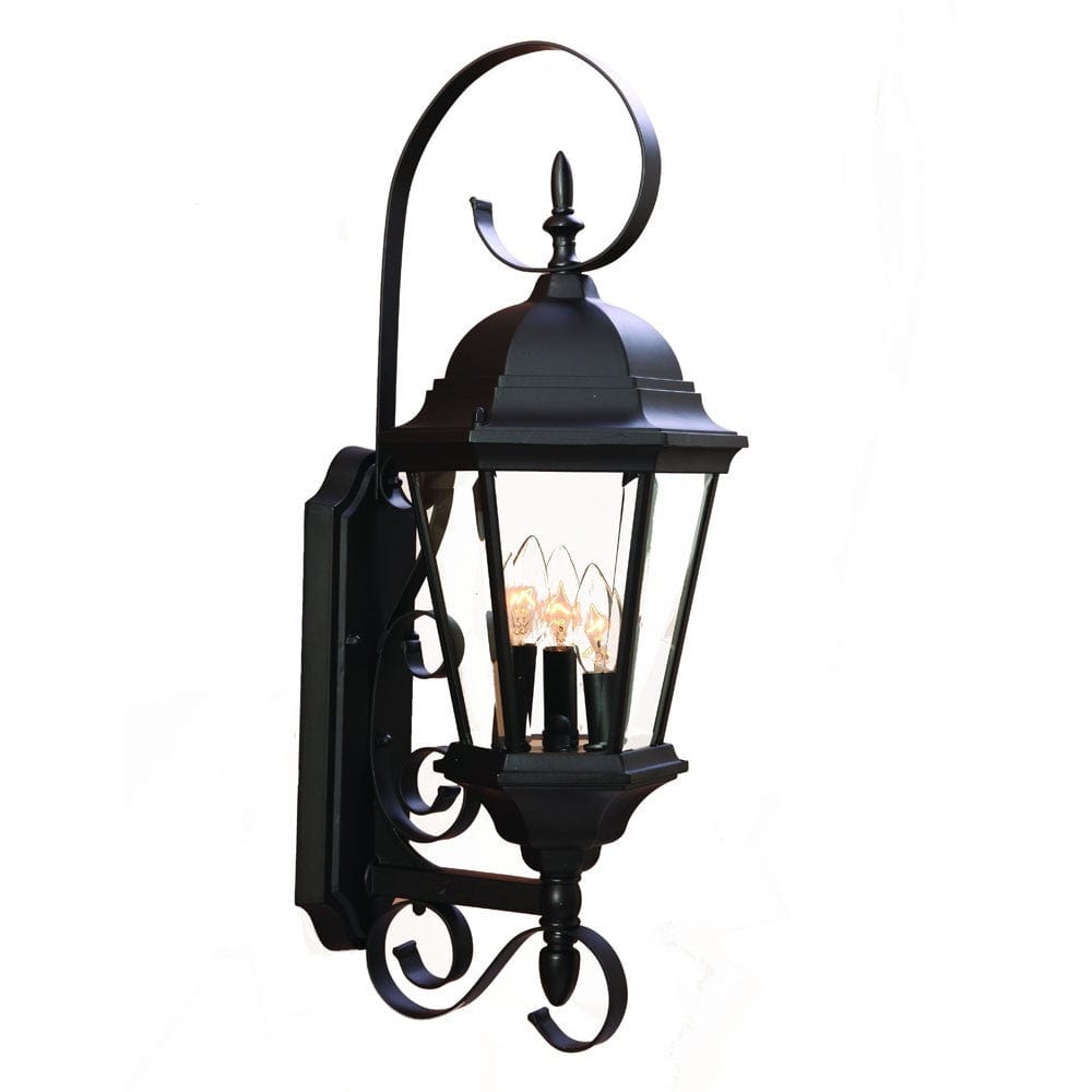 Three Light Matte Black Swing Arm Lantern Wall Light - Homeroots