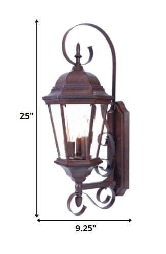 Three Light Dark Brown Swing Arm Lantern Wall Light - Homeroots