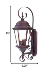 Three Light Dark Brown Swing Arm Lantern Wall Light - Homeroots