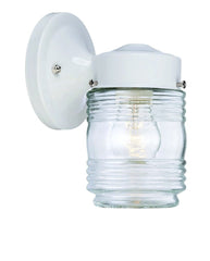 White Standard Jelly Jar One Light Outdoor Wall Light