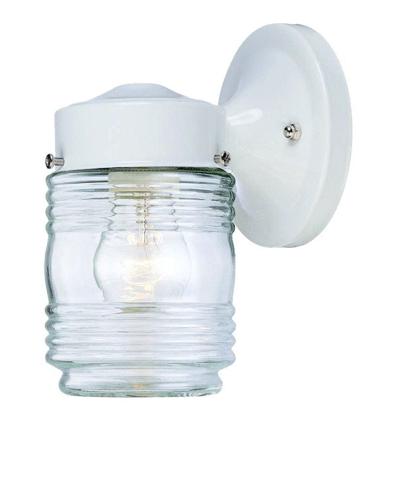 White Standard Jelly Jar One Light Outdoor Wall Light