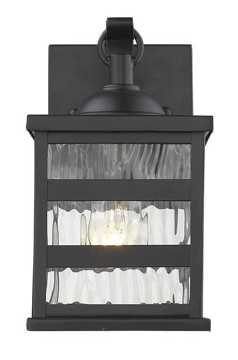 Glass panel Matte Black Outdoor Cage Light - Homeroots