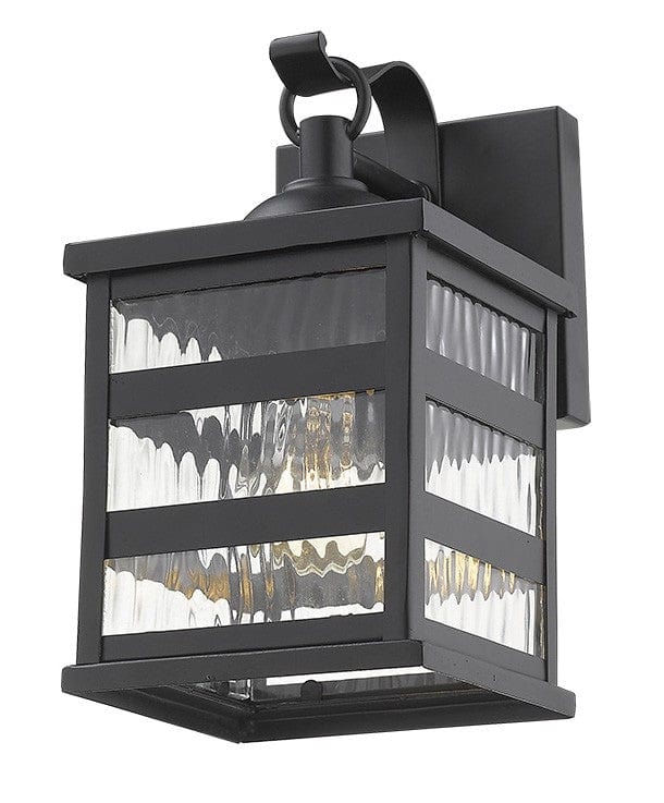 Glass panel Matte Black Outdoor Cage Light - Homeroots