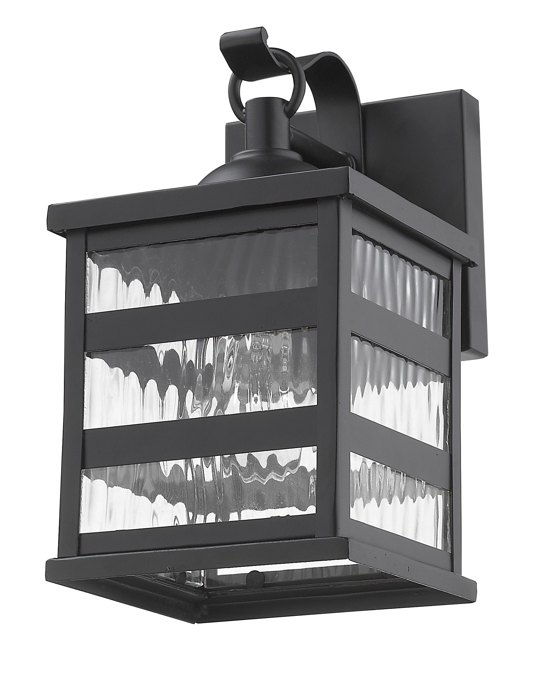 Glass panel Matte Black Outdoor Cage Light - Homeroots