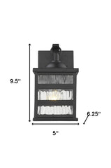 Glass panel Matte Black Outdoor Cage Light