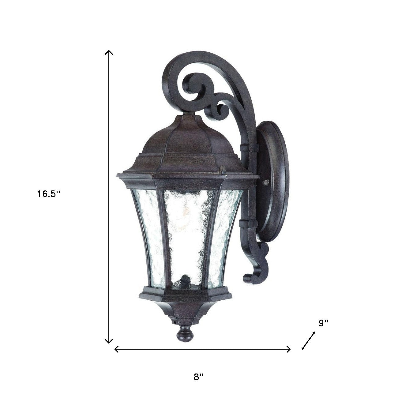 Antique Black Tapered Hanging Lantern Wall Light