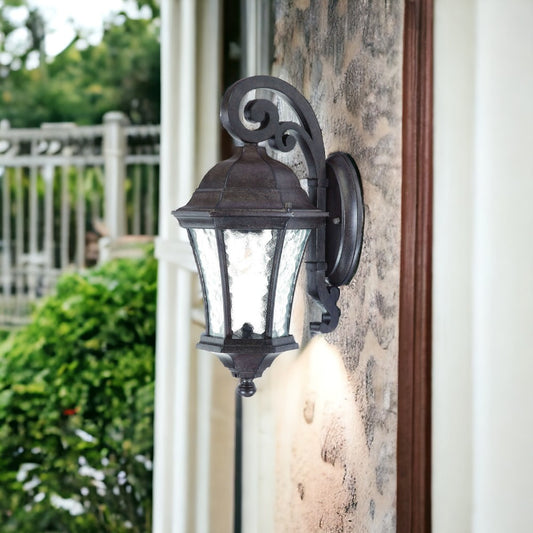 Antique Black Tapered Hanging Lantern Wall Light