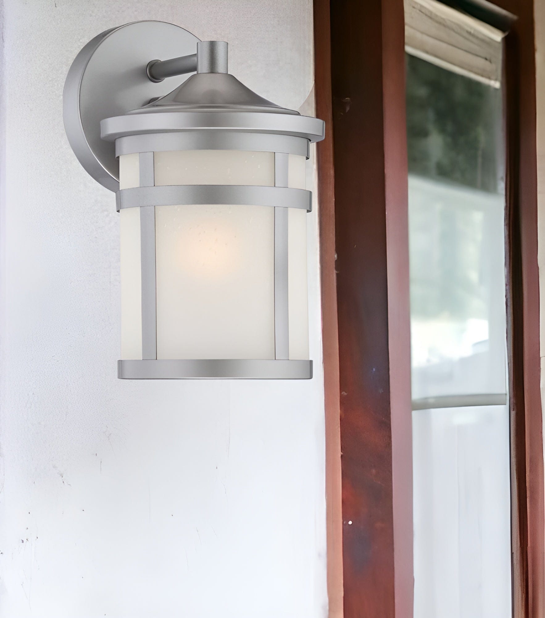 Brushed Silver Hanging Lantern Shape Wall Light - Homeroots