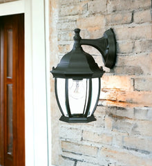 Matte Black Wide Hanging Lantern Wall Light