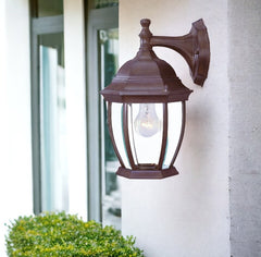 Dark Brown Wide Hanging Lantern Wall Light