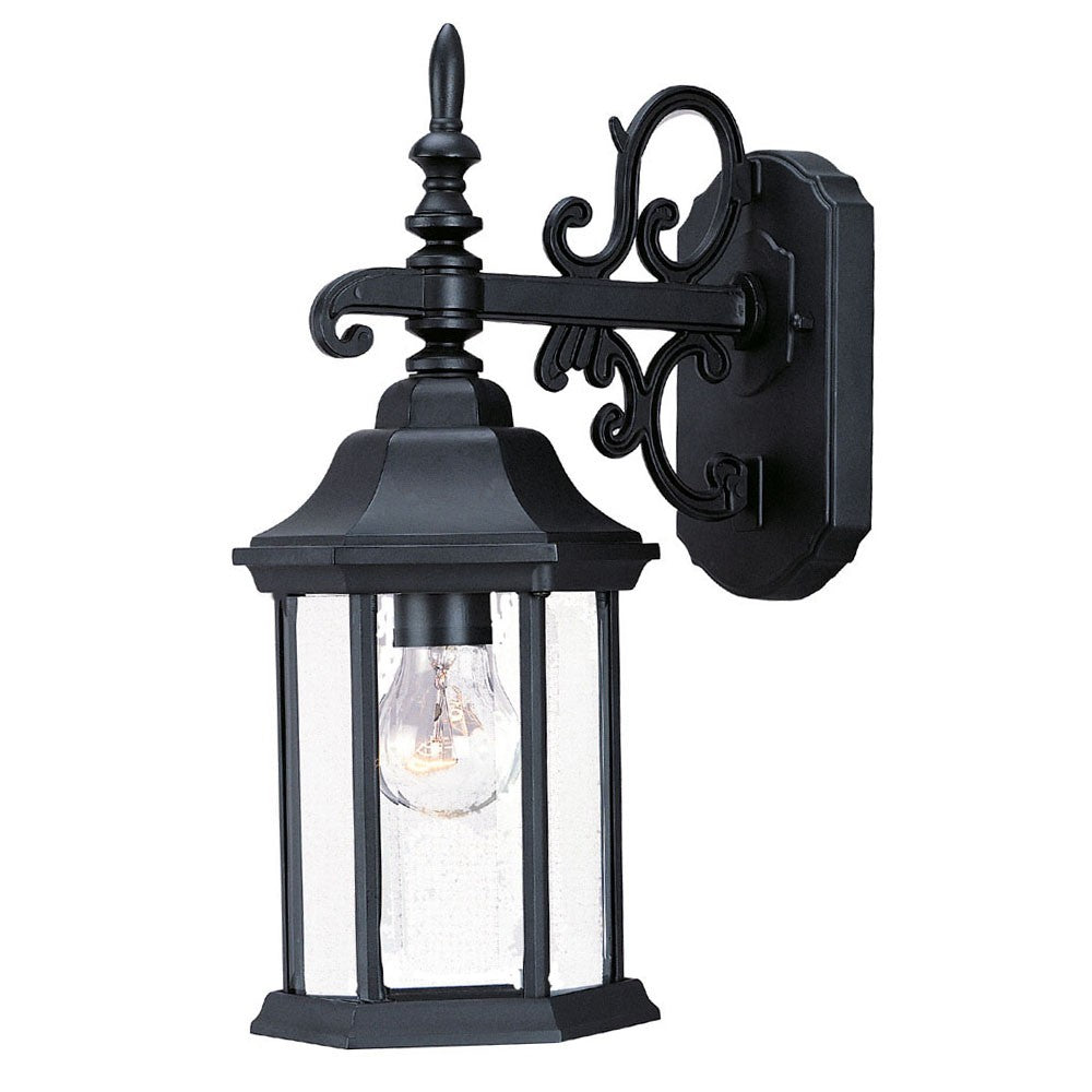 Petite Matte Black Domed Hanging Glass Lantern Wall Light