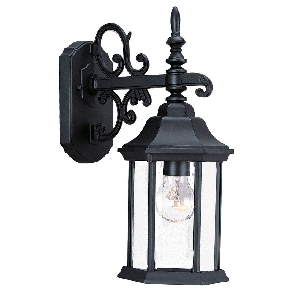 Petite Matte Black Domed Hanging Glass Lantern Wall Light