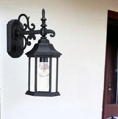 Petite Matte Black Domed Hanging Glass Lantern Wall Light - Homeroots