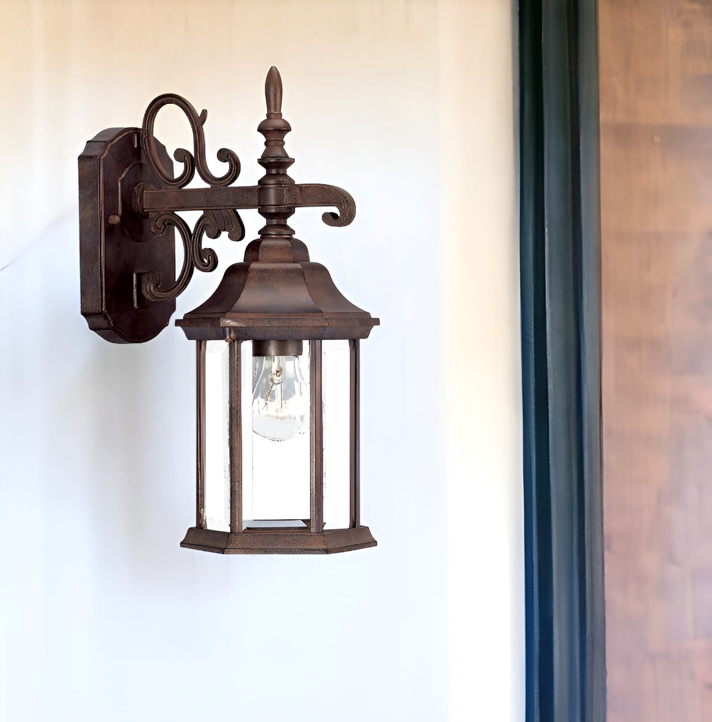 Petite Brown Domed Hanging Glass Lantern Wall Light