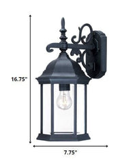 Narrow Matte Black Domed Hanging Glass Lantern Wall Light - Homeroots