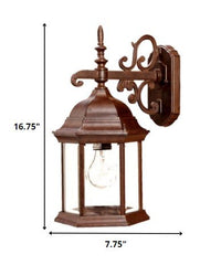 Narrow Brown Domed Hanging Glass Lantern Wall Light