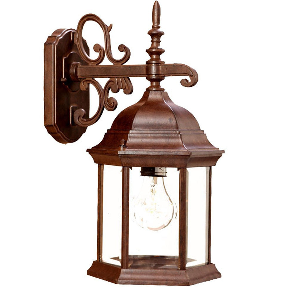 Narrow Brown Domed Hanging Glass Lantern Wall Light