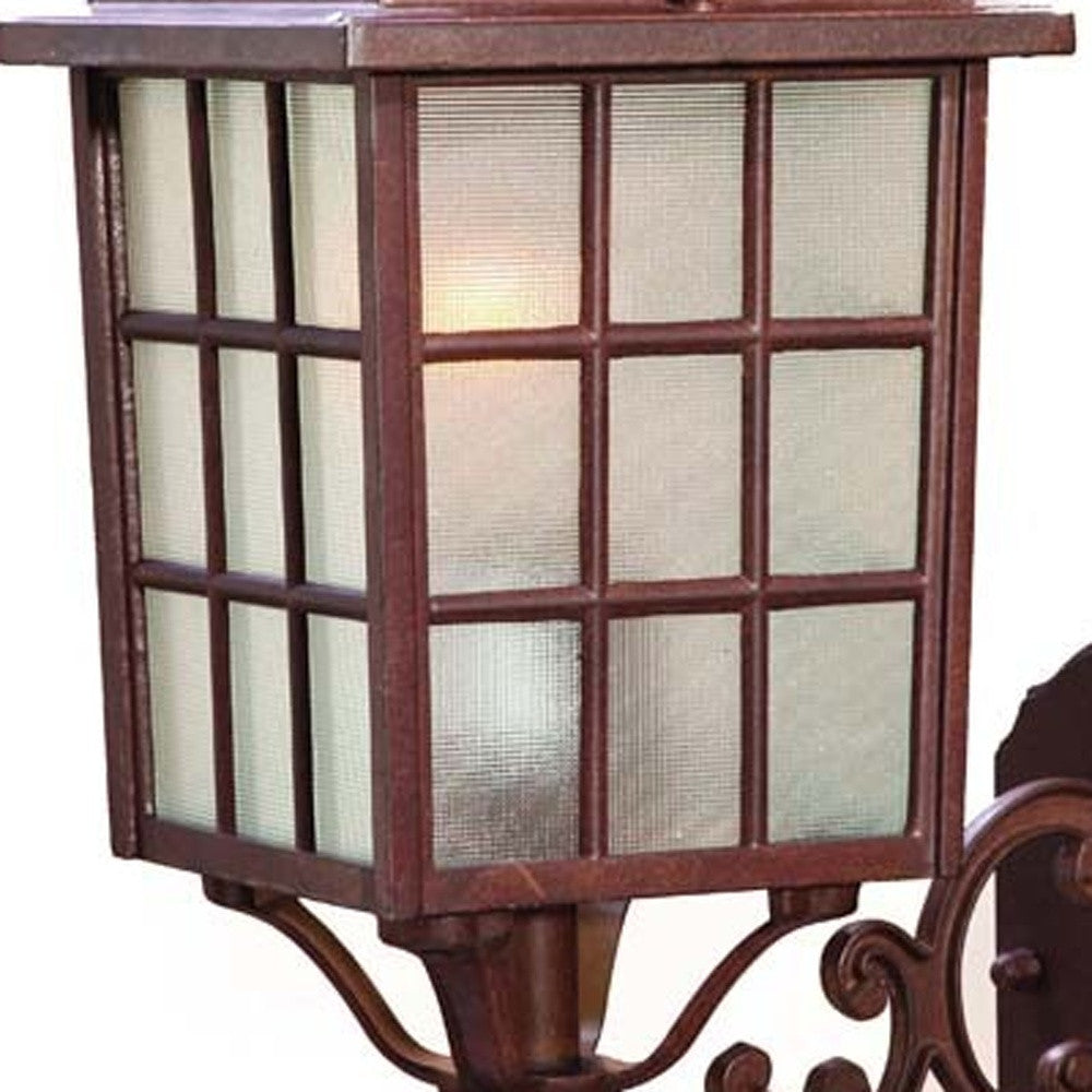 Dark Brown Window Pane Lantern Wall Sconce