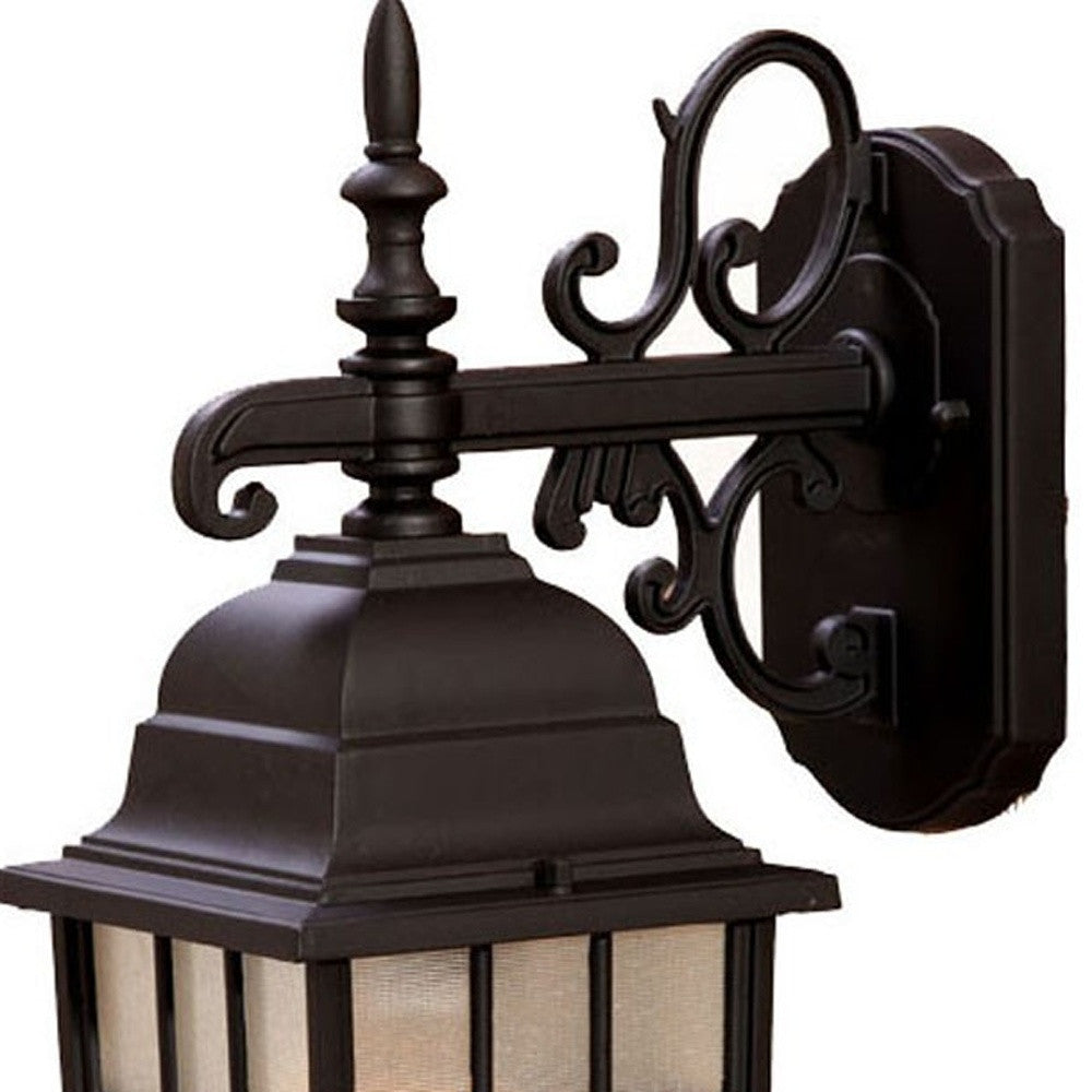 Dark Brown Window Pane Lantern Wall Light