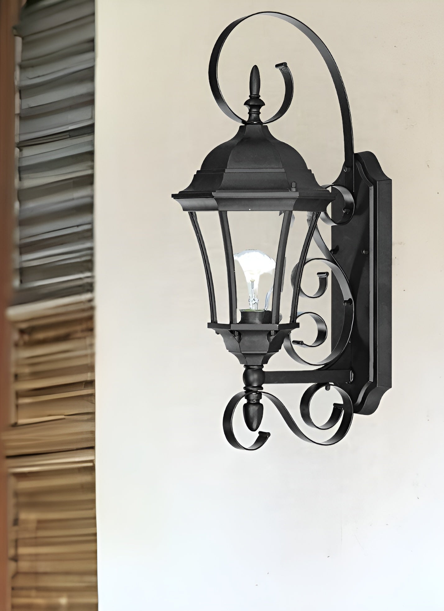 Matte Black Swing Arm Lantern Wall Light