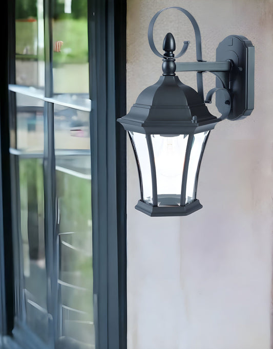 Matte Black Swing Arm Hanging Lantern Wall Light - Homeroots