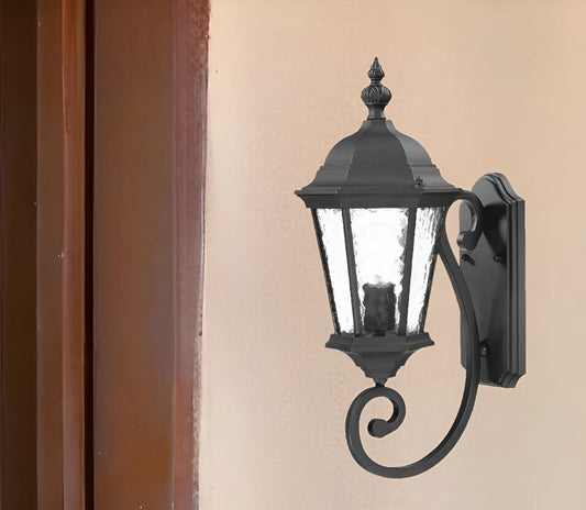 One Light Matte Black Carousel Lantern Wall Light - Homeroots