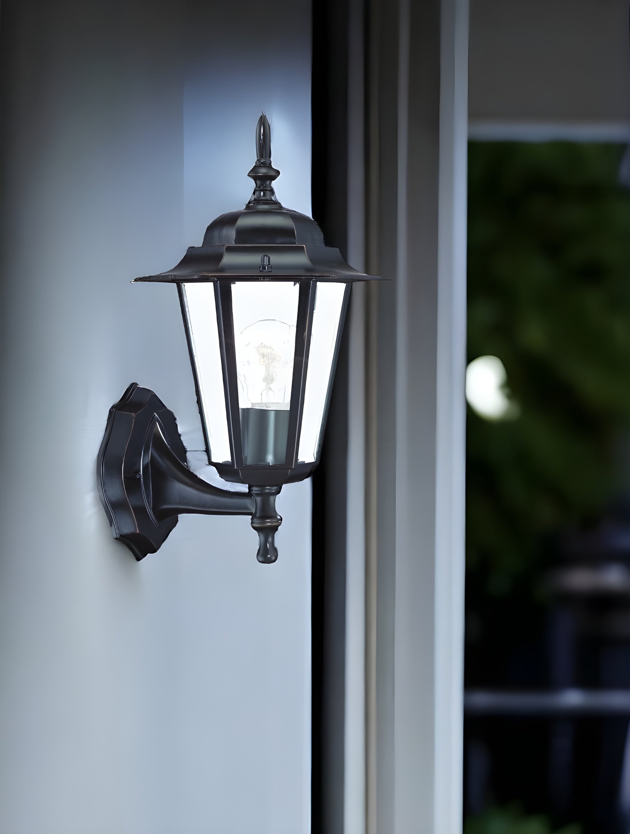 Antique Bronze Glass Lantern Wall Light