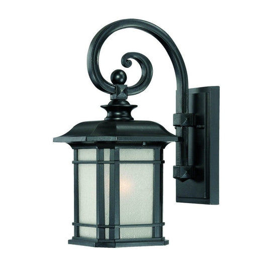 Matte Black Frosted Linen Glass Lantern Wall Light - Homeroots