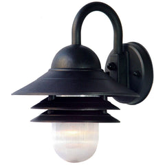 Matte Black Three Tier Lamp Shade Outdoor Wall Light - Homeroots