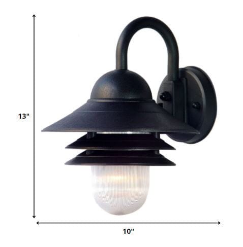 Matte Black Three Tier Lamp Shade Outdoor Wall Light - Homeroots