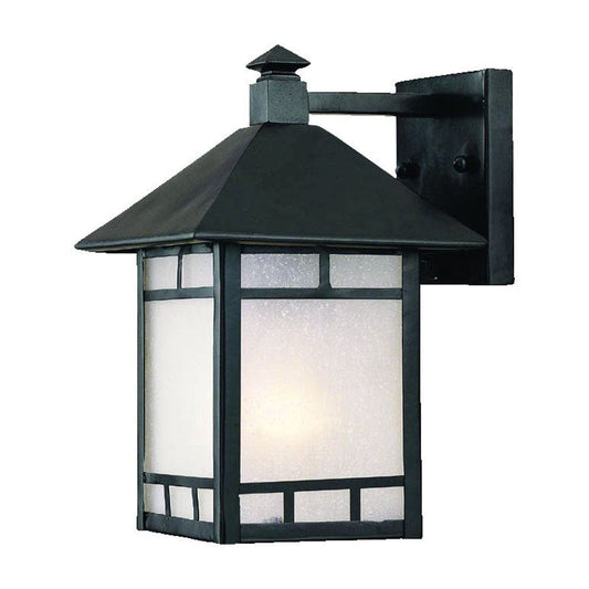 Petite Matte Black Frosted Glass Lantern Wall Light - Homeroots