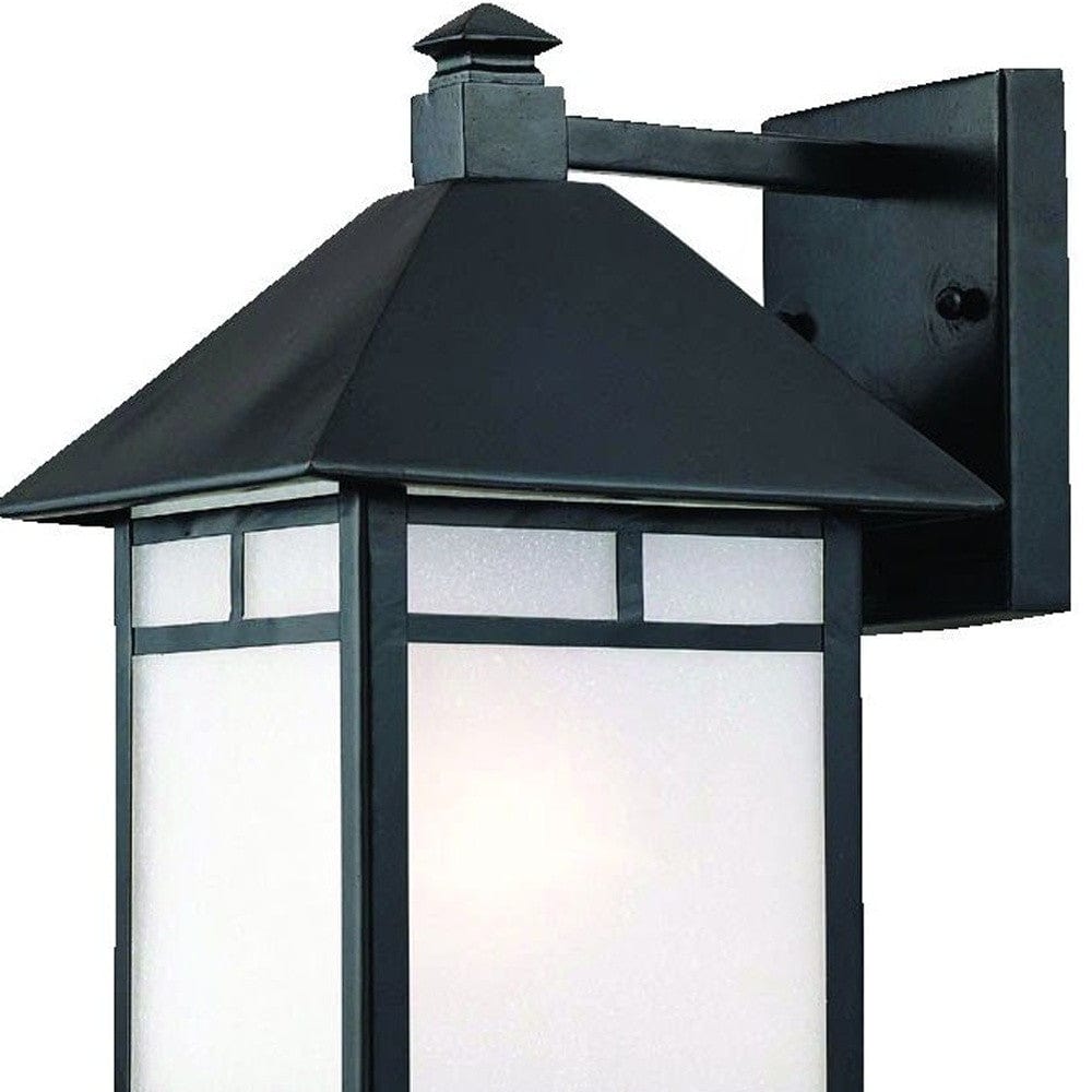 XL Matte Black Frosted Glass Lantern Wall Light