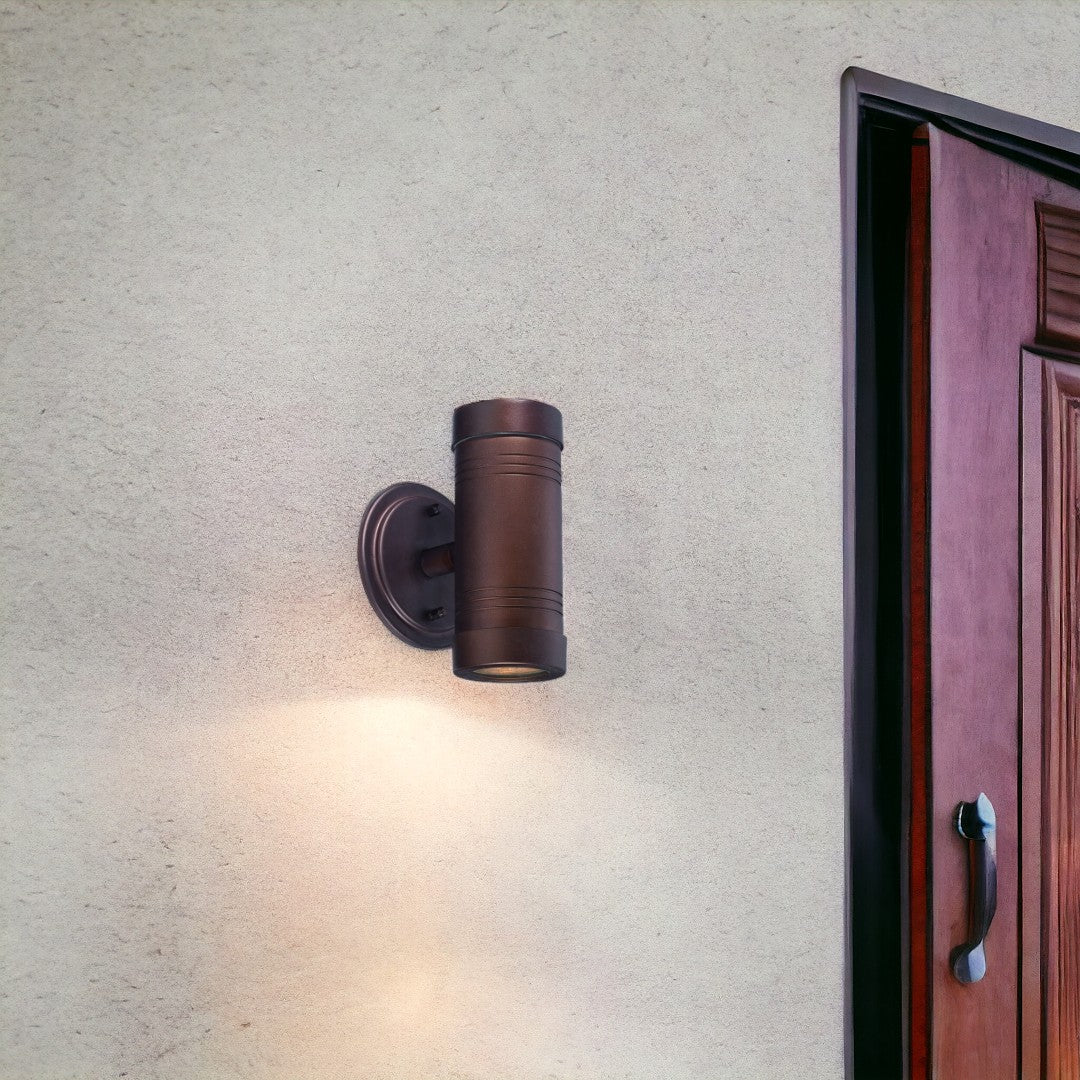 Two Light Bronze Cylinder Wall Light