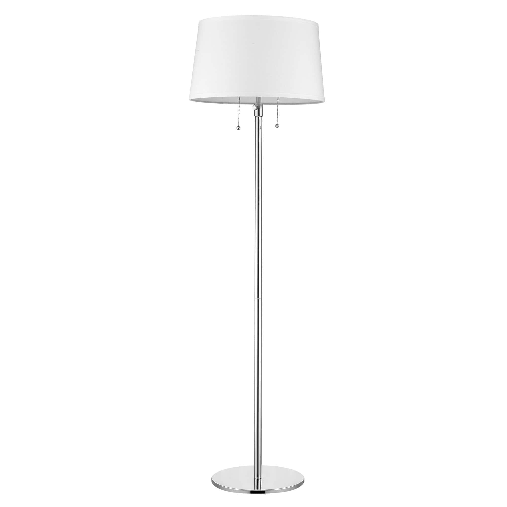 59" Chrome Traditional Shaped Floor Lamp With White Empire Shade - Homeroots