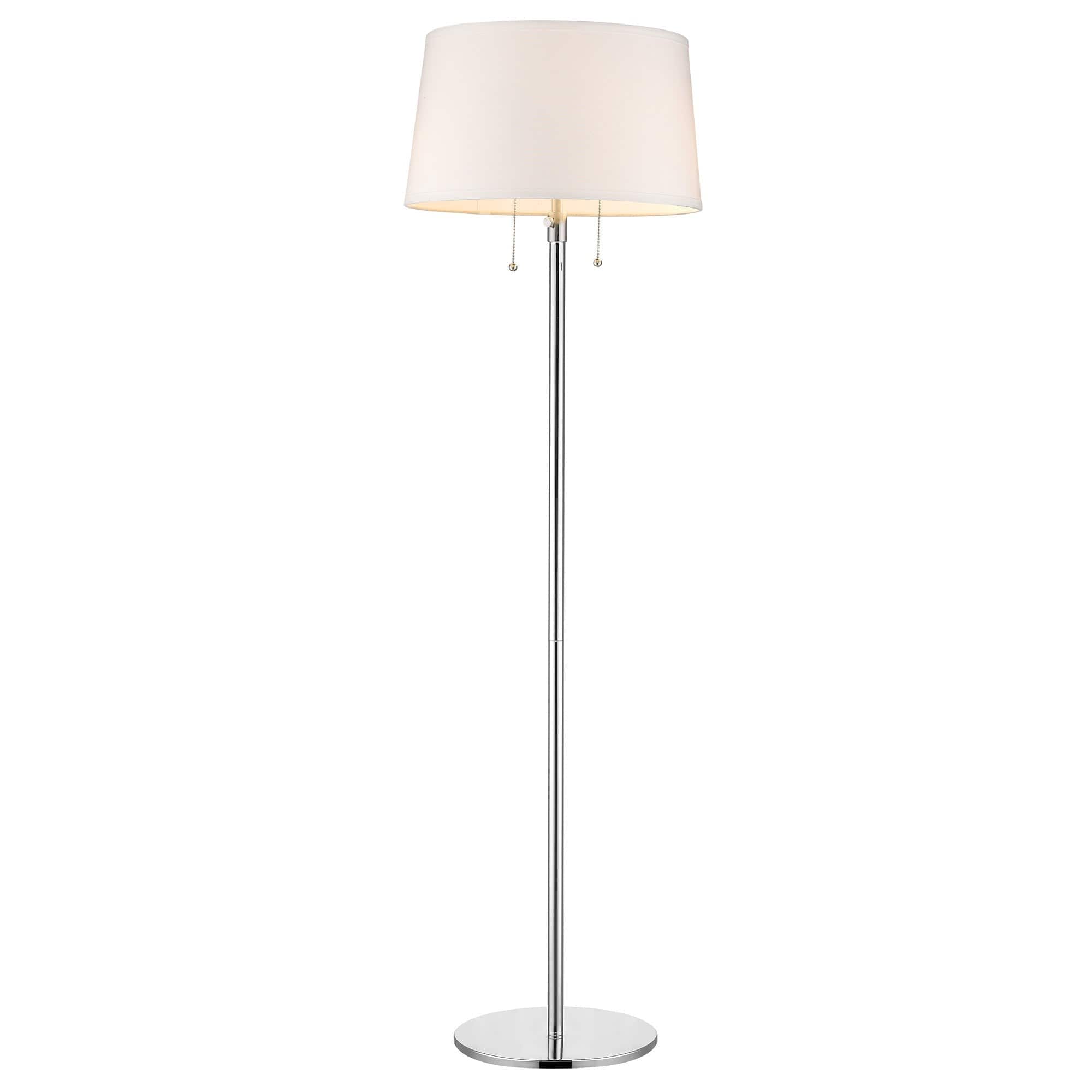 59" Chrome Traditional Shaped Floor Lamp With White Empire Shade - Homeroots