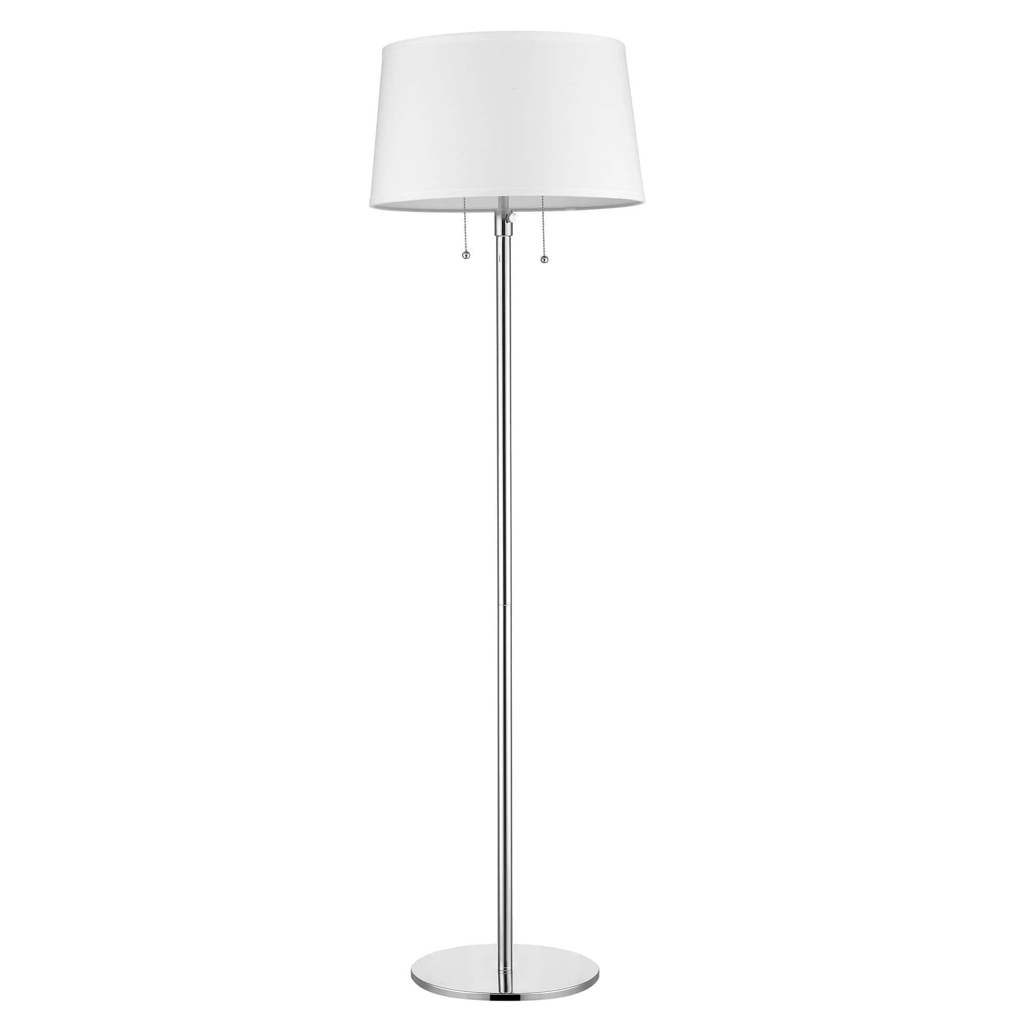 59" Chrome Traditional Shaped Floor Lamp With White Empire Shade - Homeroots