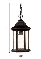 Antique Black Textured Glass Lantern Hanging Light