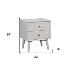 White Groovy 1 Drawer Wood Nightstand